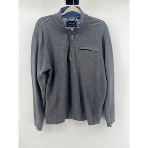 Orvis Mens Gray Quarter Zip Pullover Cotton Sweater Mock Neck Size Medium